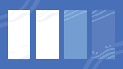 Abstract graphic composition featuring rectangles with wavy lines in shades of blue