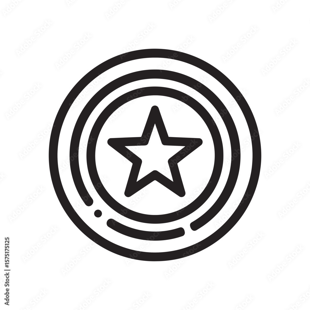 Aufkleber clean black line icon representing a geometric star shape centered within a series of concentric cir