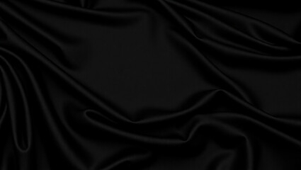 Elegant Black Silk Fabric Texture with Smooth Folds and Luxurious Shine