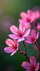 Macro photography of pink Silene vulgaris blossoms in full bloom, spring, flowers