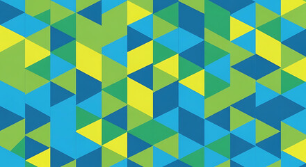 Geometric Triangle Pattern: Blue, Green, Yellow Abstract Background