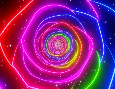 Psychedelic swirling neon tunnel