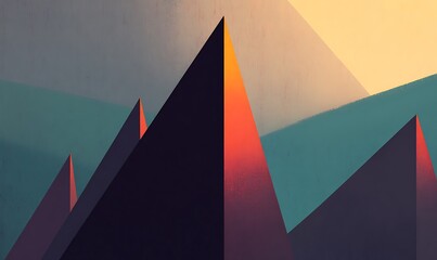 Geometric abstract mountains landscape in warm light