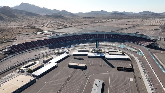 Aerial view of phoenix raceway in desert, United States.