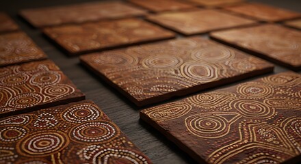 Australian Aboriginal Art Painting Tiles Texture Background