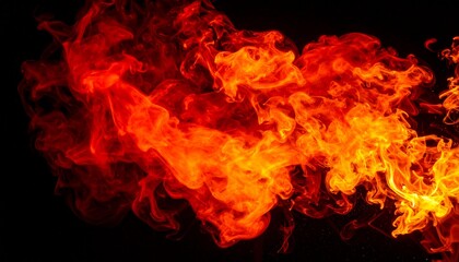 Fototapeta premium Dynamic flames erupt against a dark background, showcasing fiery intensity and abstract textural patterns.