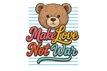 Creative art featuring a bear and a positive peace message at a colorful backdrop with playful design elements