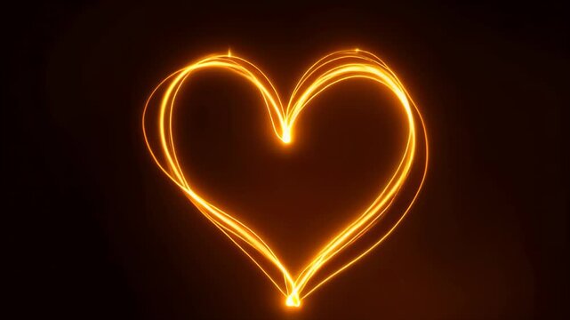 Heart shaped light painting on a black background