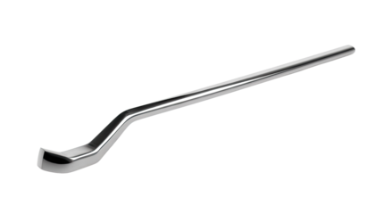 Metallic Crowbar : A pristine, polished metal crowbar. Its sleek form and clean lines, a tool for leverage and extraction, captured in sharp focus. 
