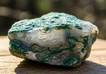 Moss Inside Raw Moss Agate Fragment