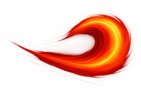 Fiery swirl spinning, generating vibrant abstract design, radiating intense energy against transparent backdrop