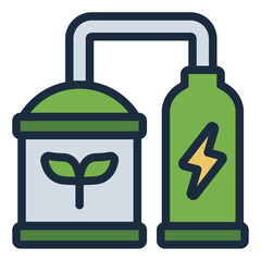biogass filled line icon for renewable fuel and eco energy generation