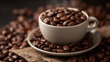 Fototapeta premium Coffee beans in a cup