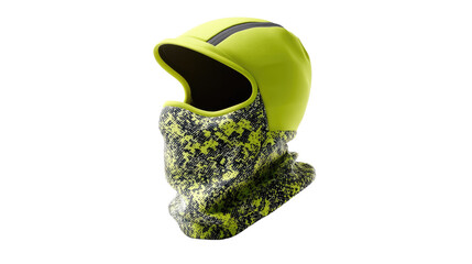 Protective Gear: A vivid shot of a fluorescent winter hat, designed for maximum safety during outdoor pursuits, ready to brave the cold or any outdoor environment.