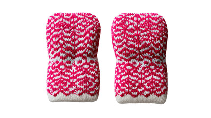 Cozy Winter Footwear: Detailed shot of two vibrant, knitted socks with a unique geometric pattern, perfect for comfort and style during chilly weather.