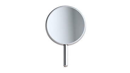Silver Handheld Mirror: Sleek, round handheld mirror featuring a polished silver frame, perfect for makeup application and grooming.