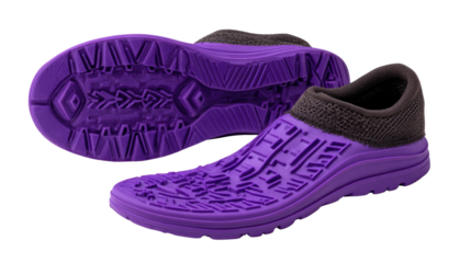 Purple slip-on shoes: A pair of stylish purple slip-on shoes with textured soles and a comfortable design, perfect for casual wear or everyday use.