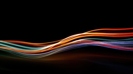 Abstract light trails captured in long exposure under darklight conditions, creating neon waves and motion streaks.