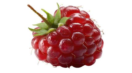 Juicy Raspberry: A vibrant, macro shot of a single, ripe raspberry, showcasing its intricate texture, vivid red color, and delicate green stem.