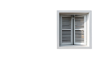 Louvered Window: A square, minimalist image features a white louvered window, the slats partially open, allowing a peek of light to illuminate the interior.