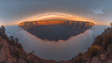 The Milky Way stretching across the clear night sky, casting a faint glow on a quiet lakeside cabin surrounded by trees, with stars twinkling above.