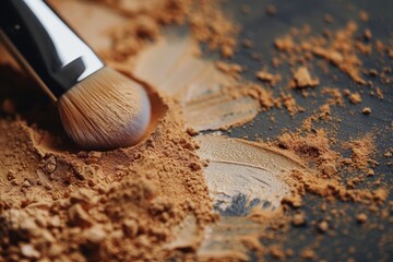 Creating a flawless look with powdered makeup foundation during a beauty routine