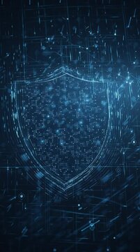 A mysterious blue shield entwined with intricate spider webs glowing in the dark, vertical video