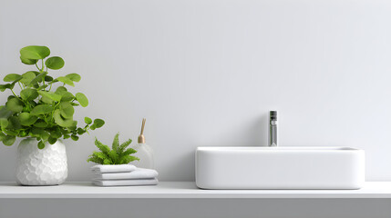 Minimalist Bathroom Countertop with Plants