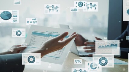 Group of business people meeting and business data concept - Powered by Adobe