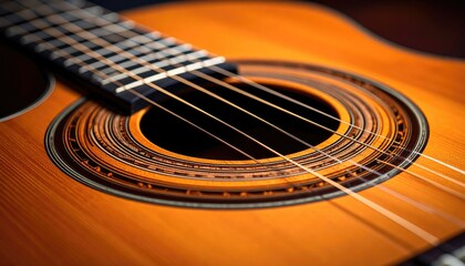 Fototapeta premium Close-up acoustic guitar sound hole