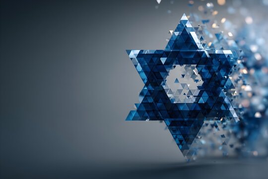 Exploring the beauty of the Star of David with abstract blue and white colors representing Jewish traditions and values during various holidays