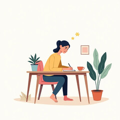 young woman working on laptop