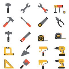 Construction Icon Set Flat Solid Design -  A Comprehensive Collection of Essential Tools for Building and Repair Icons