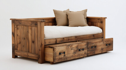 Rustic Pine Captain Bed with Built In Drawer Storage Offering Timeless Charm and Organized Functionality