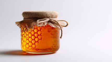 Artisan Honey Jar On White Background Showcasing Nature’s Sweetness In Elegant Packaging And Presentation