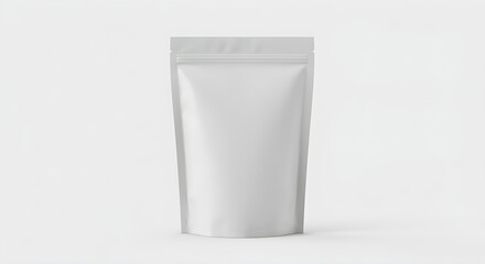 Blank, white, foil-lined pouch, ready for product branding.