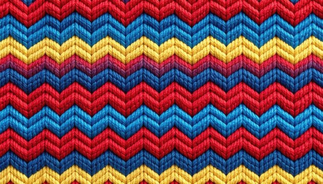 Colorful zigzag pattern of yarn