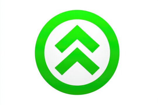Green circle, double upward arrows