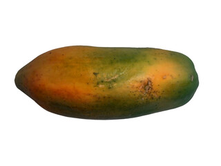Single whole ripe papaya isolated transparent