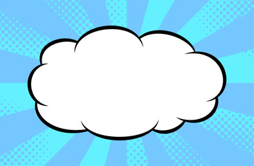 Cartoon-like pop and bright sunburst and clouds background. An eye-catching American comic book-like pop background with impactful concentrated blue lines.