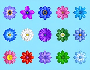 Colorful flower collection