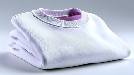 White Folded Crewneck T-shirt on Light Gray Background