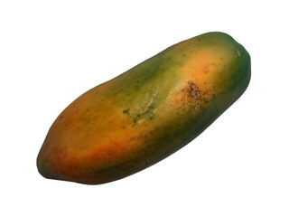 Single whole ripe papaya isolated transparent