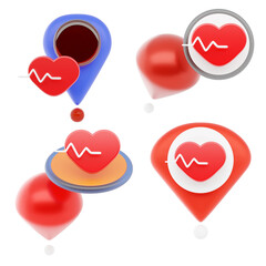 3D Healthcare Service Location Pin Icon with Modern Medical Navigation and Public Health Map Style
