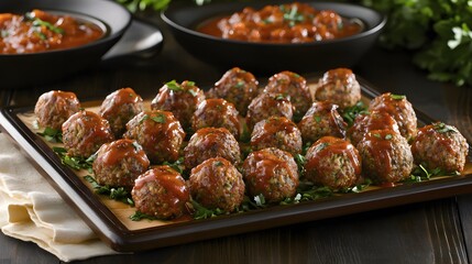 Delicious Spicy Meatballs Appetizer Food Photography