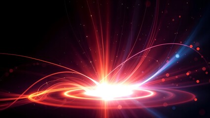 Obraz premium A vibrant abstract background showcasing a swirling red and blue fractal design with glowing stars, evoking energetic light and cosmic motion