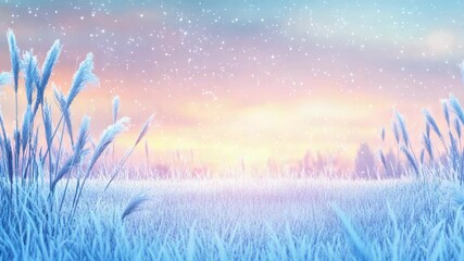 Winter sunrise over frosted field - Powered by Adobe