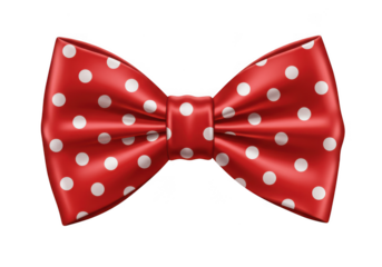 A classic red polka dot bow tie isolated on transparent background