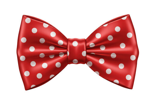 A classic red polka dot bow tie isolated on transparent background