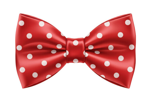 Classic red polka dot bow tie isolated on transparent background